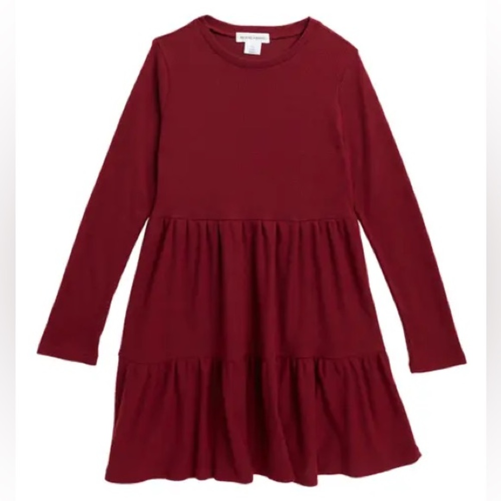 MELROSE AND MARKET Long Sleeve Tiered Dress in
RED OCHRE. Size L (10-12).
